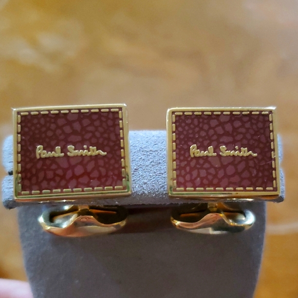 Paul Smith Gold Tone and Burgundy Cufflinks - Picture 1 of 4